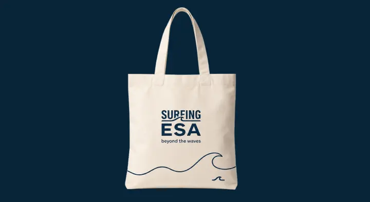 Surfing ESA natural canvas tote bag